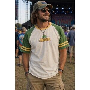 Phish Men’s 2XL Raglan Concert T-Shirt Green Yellow Retro Band